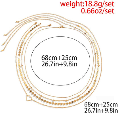 Waist Beads Bikini Belly Chain Gold Boho Sequin Layered Body Chains Summer Beach Heart Beaded Jewelry for Women Apparel & Accessories > Jewelry > Body Jewelry Generic   