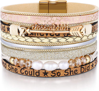 Inspirational Graduation Gifts for Her 2022 Bracelets College High School Graduate Present for Girls Boys Apparel & Accessories > Jewelry > Bracelets Desimtion E-Class of 2021 Arrow  
