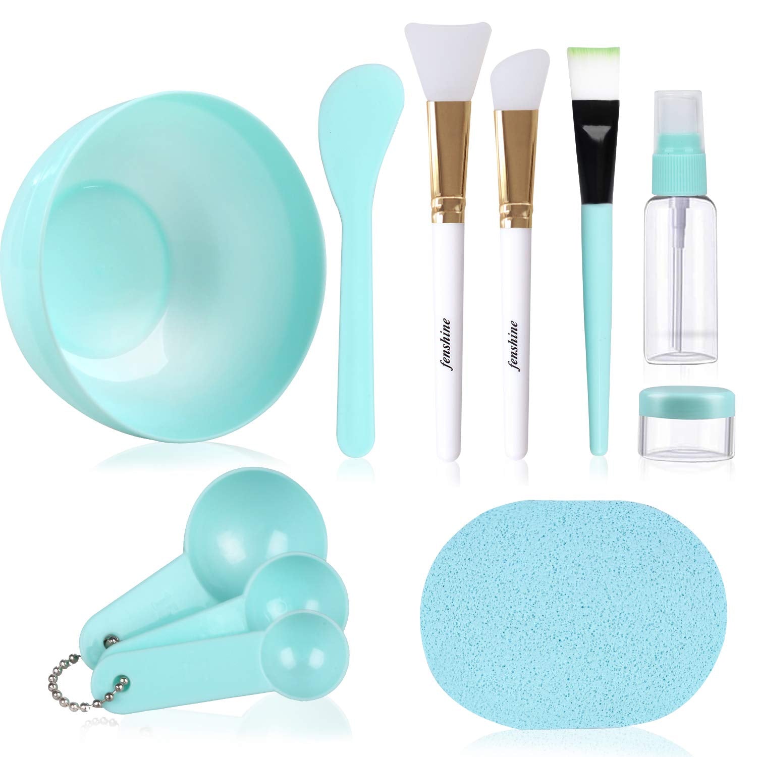 Face Mask Mixing Bowl Set, Facial Mask Mixing Tool Kit with Plastic Mask Bowl Silicone Mask Brushes Measuring Cup Stick Spatulas Facial Sponge (10PCS) Health & Beauty > Personal Care > Cosmetics > Cosmetic Tools > Skin Care Tools fenshine   