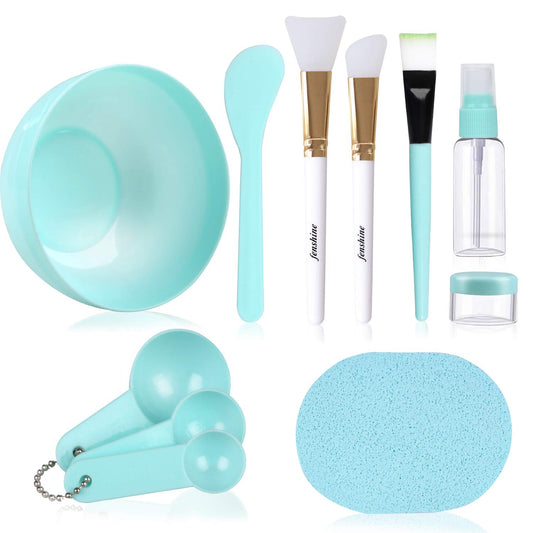 Face Mask Mixing Bowl Set, Facial Mask Mixing Tool Kit with Plastic Mask Bowl Silicone Mask Brushes Measuring Cup Stick Spatulas Facial Sponge (10PCS) Health & Beauty > Personal Care > Cosmetics > Cosmetic Tools > Skin Care Tools fenshine   