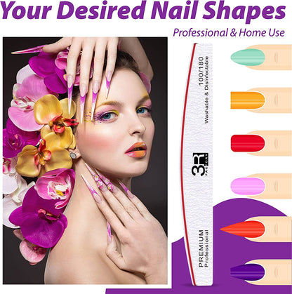 Nail Files - 3R Factory Acrylic Nail File 100/180, Nail Solution for Acrylic Nails, Acrylic Nail Remover, Professional Nail Salon Supplies, 2Pcs Each of Ergonomic Colors Design Border. (10Pcs Pack) Health & Beauty > Personal Care > Cosmetics > Cosmetic Tools > Nail Tools 3R Factory   