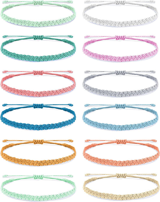 Waterproof String Bracelets for Girls Summer Wave Bracelet Friendship Handmade Wave Bracelet Apparel & Accessories > Jewelry > Bracelets Highven U-12pcs-String Bracelets  