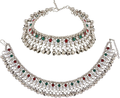 Efulgenz Indian Bollywood Faux Kundan Pearl Wedding Bridal Anklet Pair with Bells (2 Piece) Bracelet Payal Foot Jewelry Apparel & Accessories > Jewelry > Anklets Jaipur Art Jewellery Multicolor  