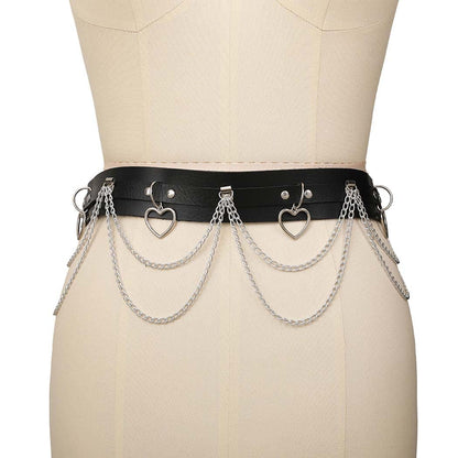Reetan Punk Body Chains Black Layered Waist Chain Leather Belt Belly Chains Rave Party Body Jewelry Accessories for Women and Girls (1) Apparel & Accessories > Jewelry > Body Jewelry REETAN   