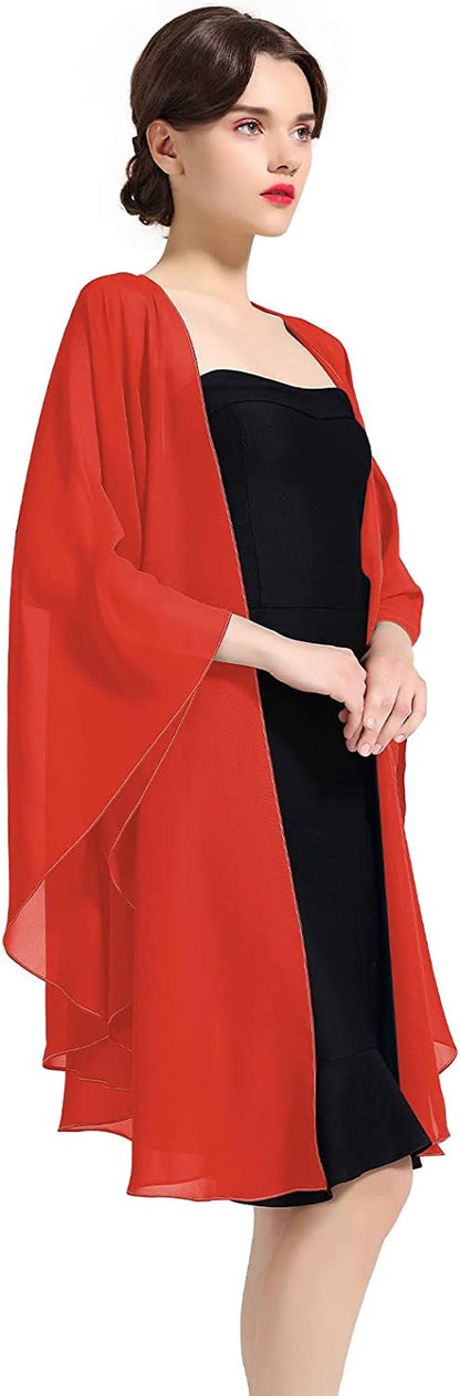 Shawl Wrap Chiffon Scarf for Women Evening Dresses Wedding Stole Black White Blue 25 Colors by BEAUTELICATE Apparel & Accessories > Clothing Accessories > Scarves & Shawls BEAUTELICATE Red  