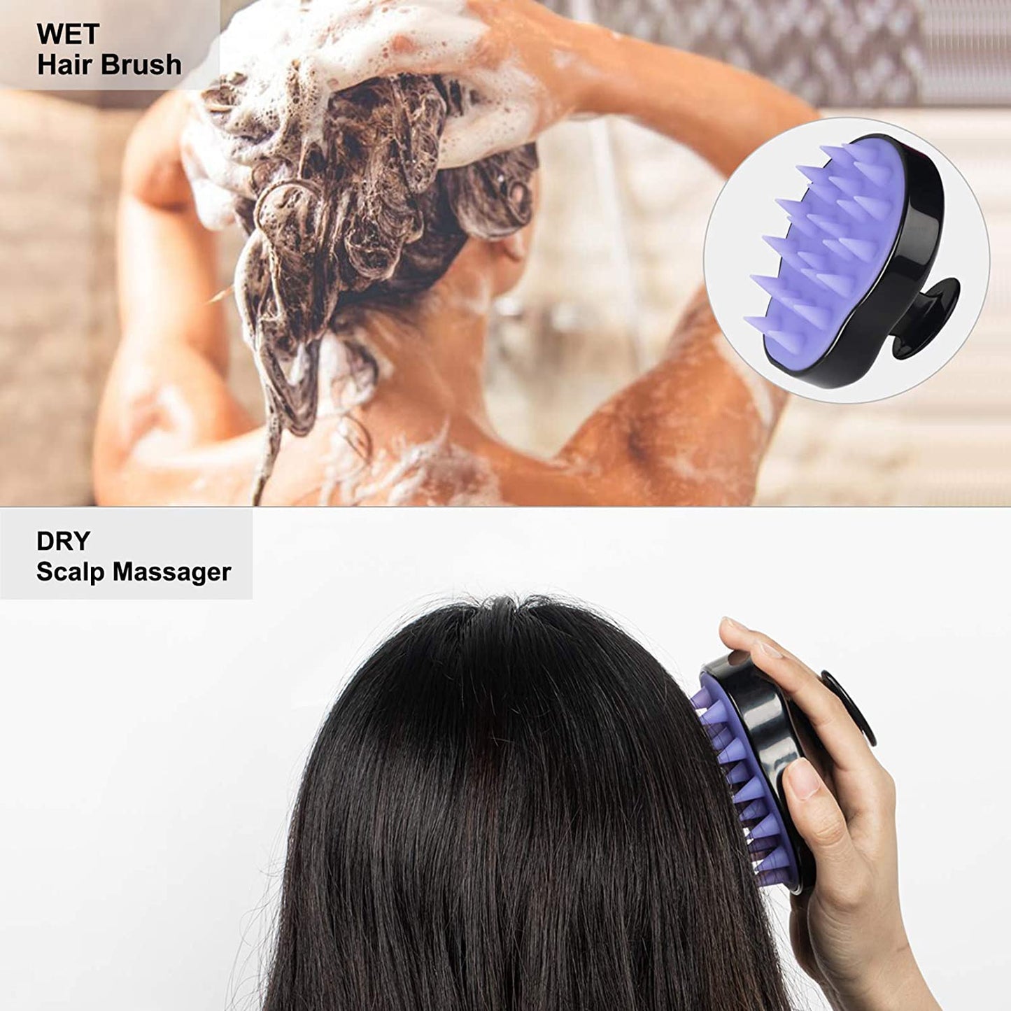 HEETA Hair Scalp Massager Shampoo Brush 2 Pack, Soft Silicone Bristles to Remove Dandruff, Waterproof Hair Scrubber for Both Wet Dry Hair, Suitable for Men & Women (Green & Black) Health & Beauty > Personal Care > Hair Care HEETA   
