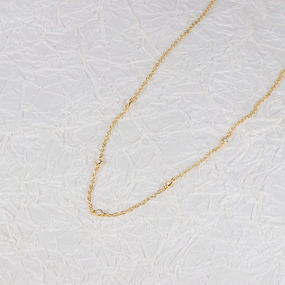 Diamond Necklaces for Women, Dainty Gold Necklace 18K Gold Filled Layered CZ Diamond Necklace Simple Gold Necklace for Women Trendy Jewelry Gifts for Girls