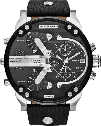 Diesel Men'S Mr. Daddy 2.0 Stainless Steel Chronograph Quartz Watch Black/Silver