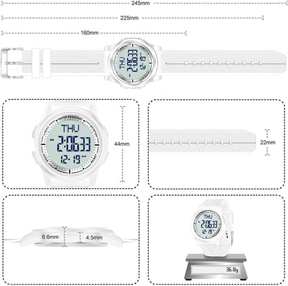 Digital Watch Waterproof with Stopwatch Alarm Countdown Dual Time, Ultra-Thin Super Wide-Angle Display Digital Wrist Watches for Men Women