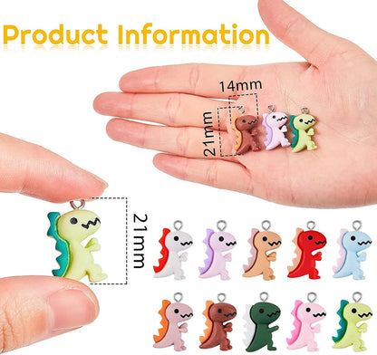 Dinosaur Pendant Charms, Small Dinosaur Resin Pendant Charms, Earring Pendant Charms for DIY Jewelry Crafts Making, 10 Colors