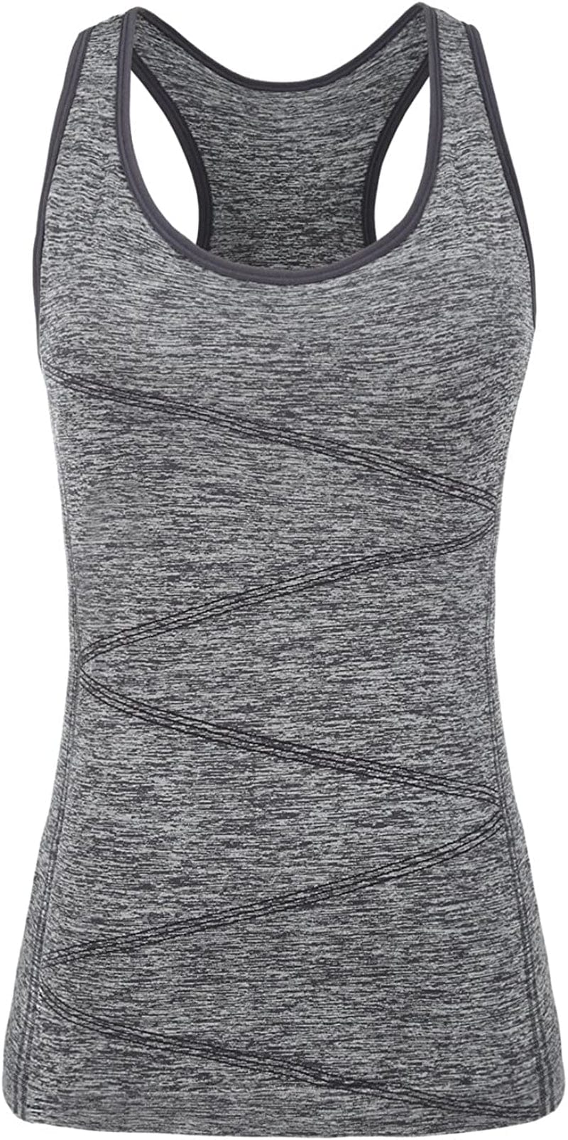Disbest Yoga Tank Top, Women'S Performance Stretchy Quick Dry Sports Workout Running Top Vest with Removable Pads 0-dark Grey / Medium