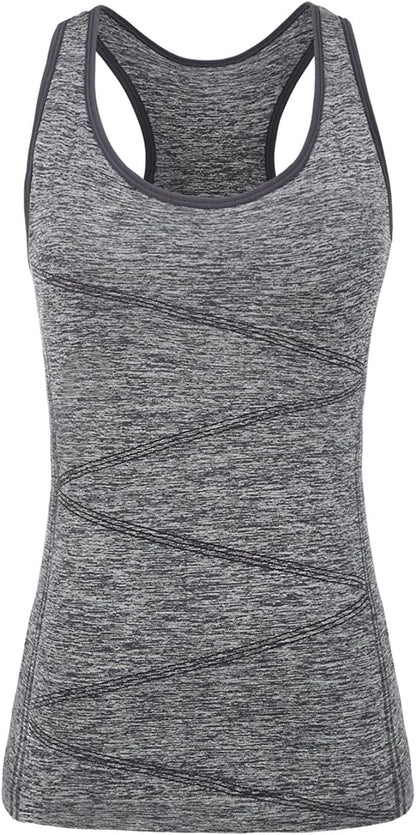 Disbest Yoga Tank Top, Women'S Performance Stretchy Quick Dry Sports Workout Running Top Vest with Removable Pads 0-dark Grey / Medium