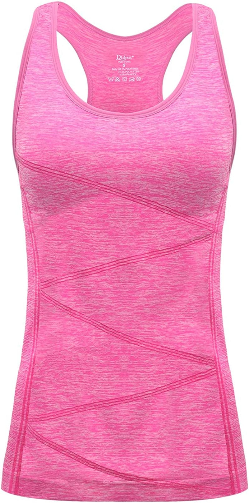 Disbest Yoga Tank Top, Women'S Performance Stretchy Quick Dry Sports Workout Running Top Vest with Removable Pads 0-neon Pink / Medium