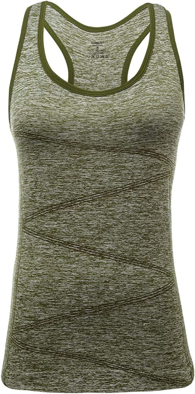 Disbest Yoga Tank Top, Women'S Performance Stretchy Quick Dry Sports Workout Running Top Vest with Removable Pads 0-army Green / Medium
