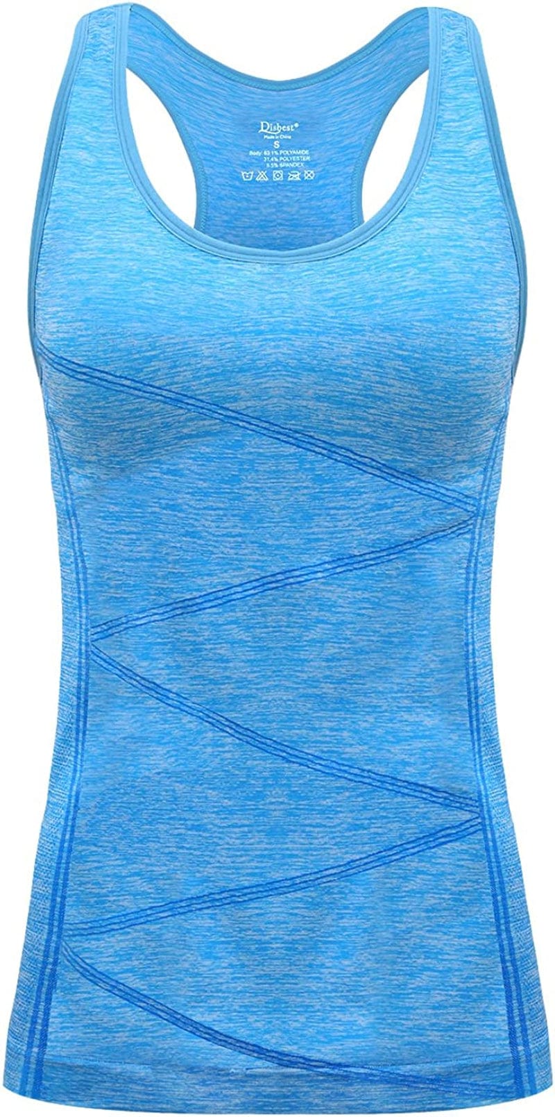 Disbest Yoga Tank Top, Women'S Performance Stretchy Quick Dry Sports Workout Running Top Vest with Removable Pads 0-fluorescent Blue / Medium