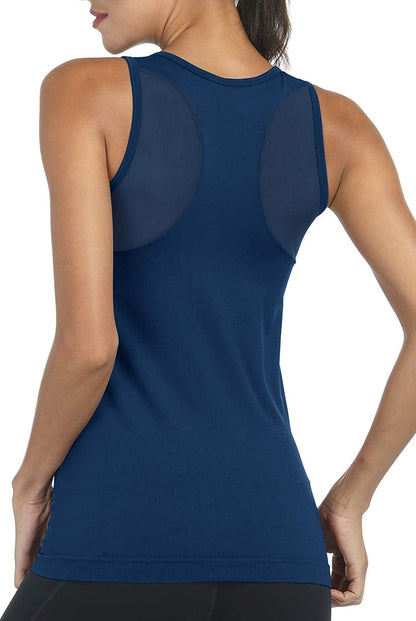 Disbest Yoga Tank Top, Women'S Performance Stretchy Quick Dry Sports Workout Running Top Vest with Removable Pads 1-dark Blue / Medium