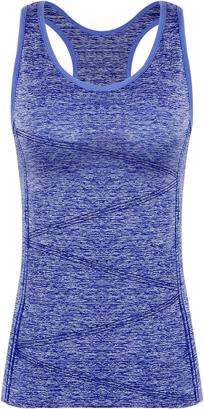 Disbest Yoga Tank Top, Women'S Performance Stretchy Quick Dry Sports Workout Running Top Vest with Removable Pads 0-dark Blue / Medium