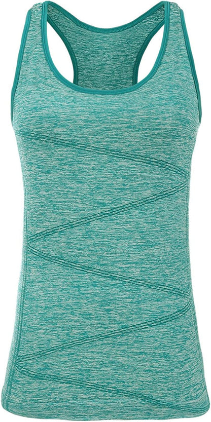 Disbest Yoga Tank Top, Women'S Performance Stretchy Quick Dry Sports Workout Running Top Vest with Removable Pads 0-dark Green / Large