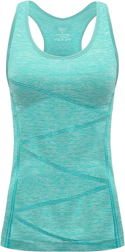 Disbest Yoga Tank Top, Women'S Performance Stretchy Quick Dry Sports Workout Running Top Vest with Removable Pads 0-fluorescent Green / Medium
