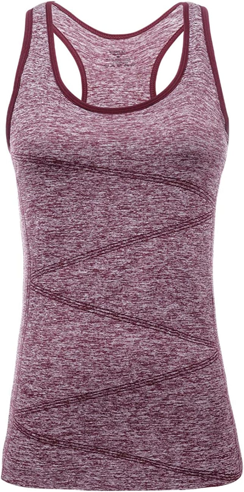 Disbest Yoga Tank Top, Women'S Performance Stretchy Quick Dry Sports Workout Running Top Vest with Removable Pads 0-wine Red / Medium