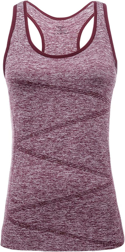 Disbest Yoga Tank Top, Women'S Performance Stretchy Quick Dry Sports Workout Running Top Vest with Removable Pads 0-wine Red / Medium