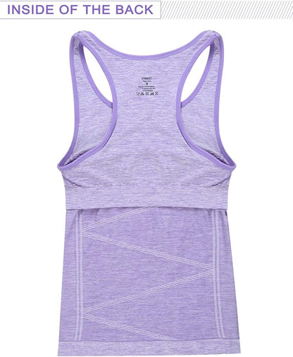 Disbest Yoga Tank Top, Women'S Performance Stretchy Quick Dry Sports Workout Running Top Vest with Removable Pads