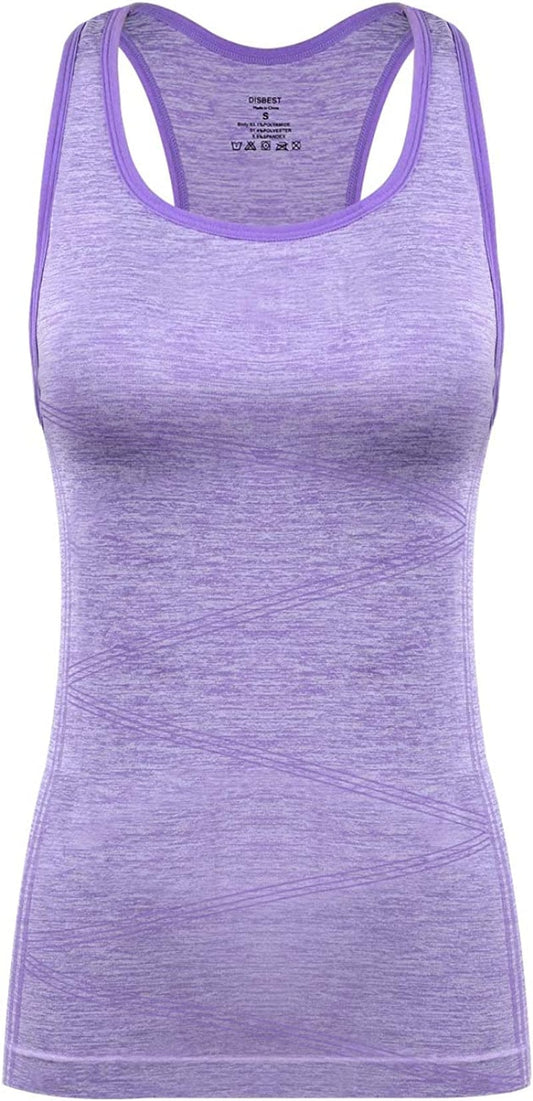 Disbest Yoga Tank Top, Women'S Performance Stretchy Quick Dry Sports Workout Running Top Vest with Removable Pads 0-lavender / Medium