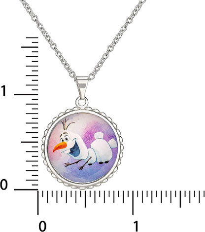 Disney Frozen Silver Plated Teardrop Pendant, 18" Chain