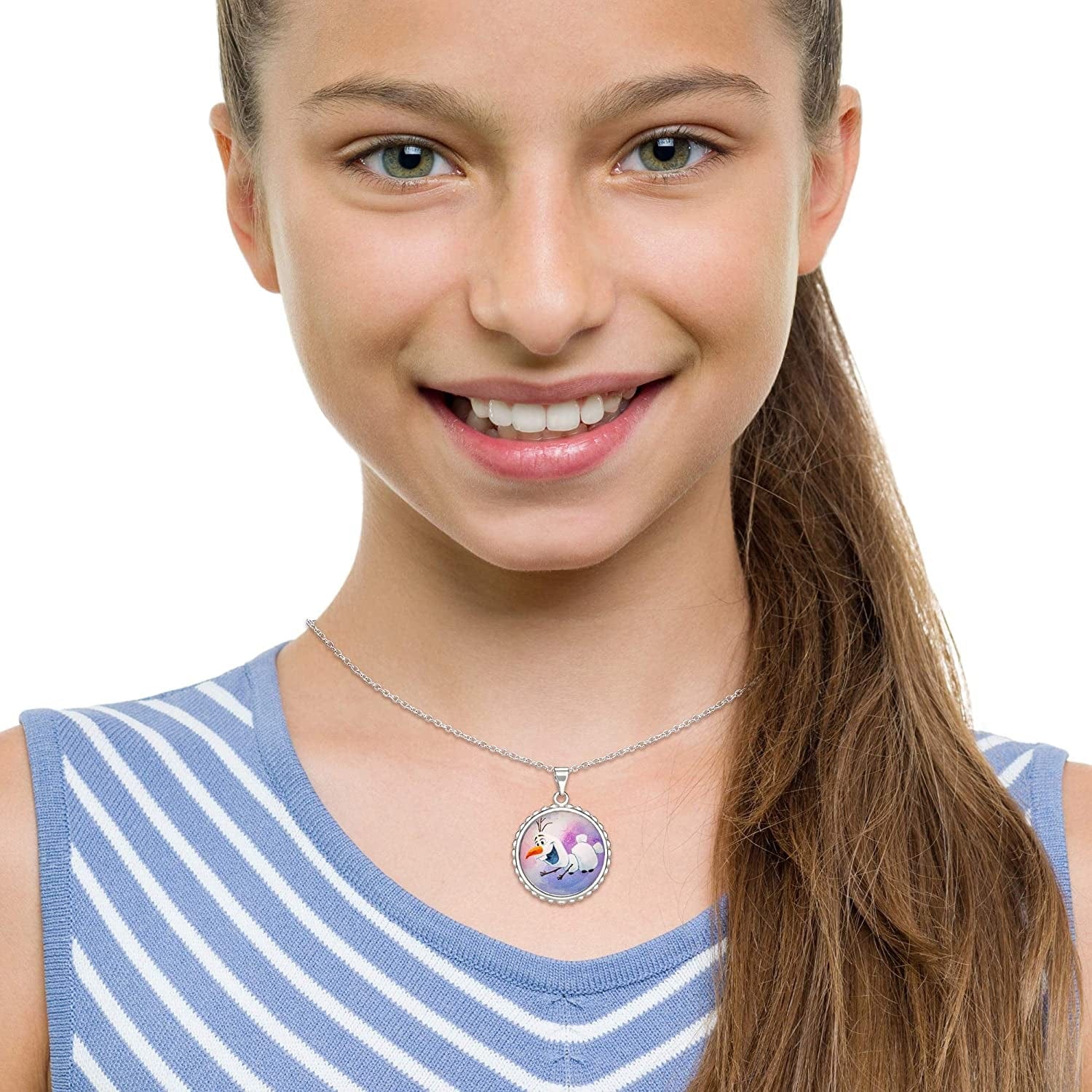 Disney Frozen Silver Plated Teardrop Pendant, 18" Chain