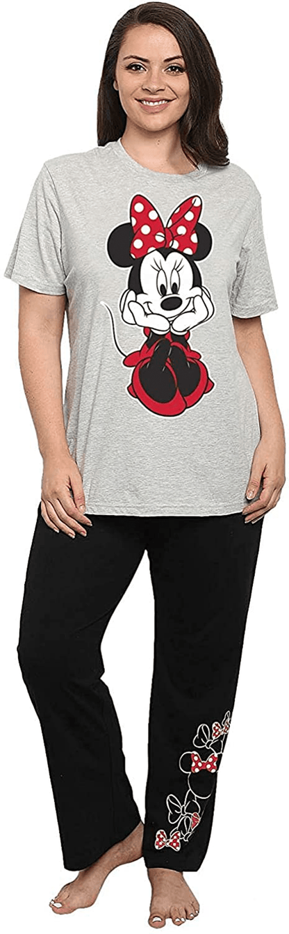 Disney Womens Pajama Set Minnie Mouse Lounge Wear Apparel & Accessories > Clothing > Sleepwear & Loungewear > Pajamas Disney Heather Grey 1X 