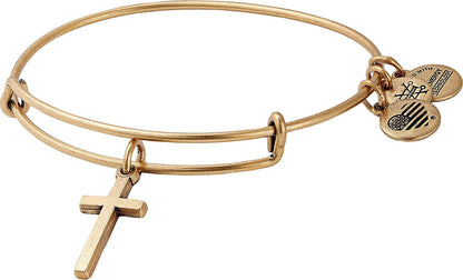 Divine Guides Women'S Cross Jewelry Set, Matching Necklace and Bangle, Rafaelian Finish Rafaelian Gold Finish / Bangle