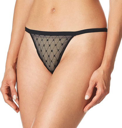 DKNY Women'S Monogram Mesh Thong Black / Small