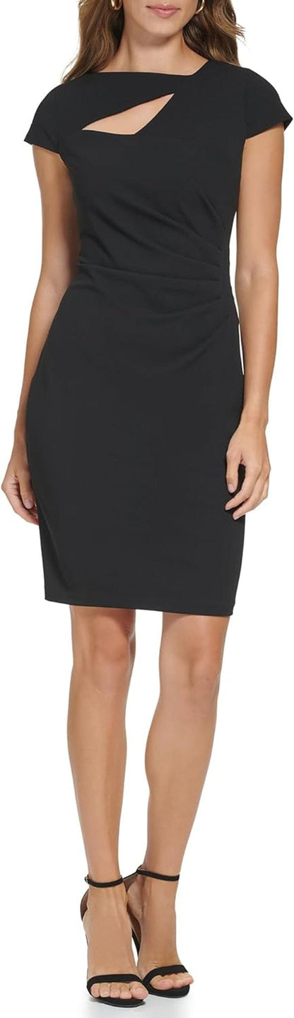 DKNY Women'S Sheath Side Ruched Boat Neck Dress Black / 2