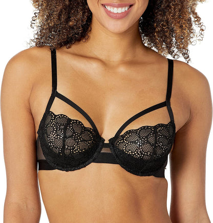 DKNY Women'S Superior Lace Half Cup Demi Bra Dark Black / 32A
