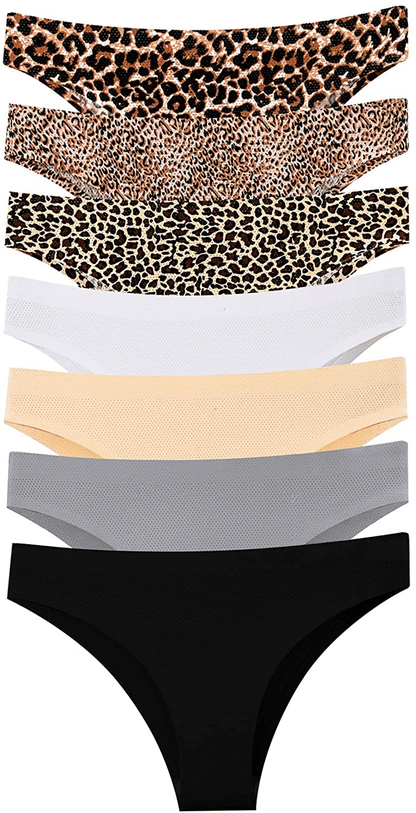 Dlala 7 Pack Women Seamless Underwear No Show Breathable Soft Stretch Bikini Panties Apparel & Accessories > Clothing > Underwear & Socks > Underwear Dlala Color B : Leopard Print Design Medium 