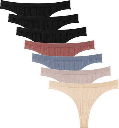 Dlala Women'S Thongs Breathable Panties Low Rise Sexy G-String Underwear Pack of 7 Color B / Small