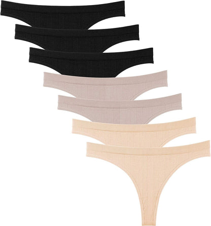 Dlala Women'S Thongs Breathable Panties Low Rise Sexy G-String Underwear Pack of 7 Color C / Large