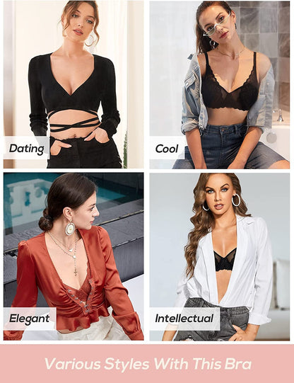 DOBREVA Women'S Lace Bralette See through Sexy Minimizer Bra plus Size Sheer Underwire