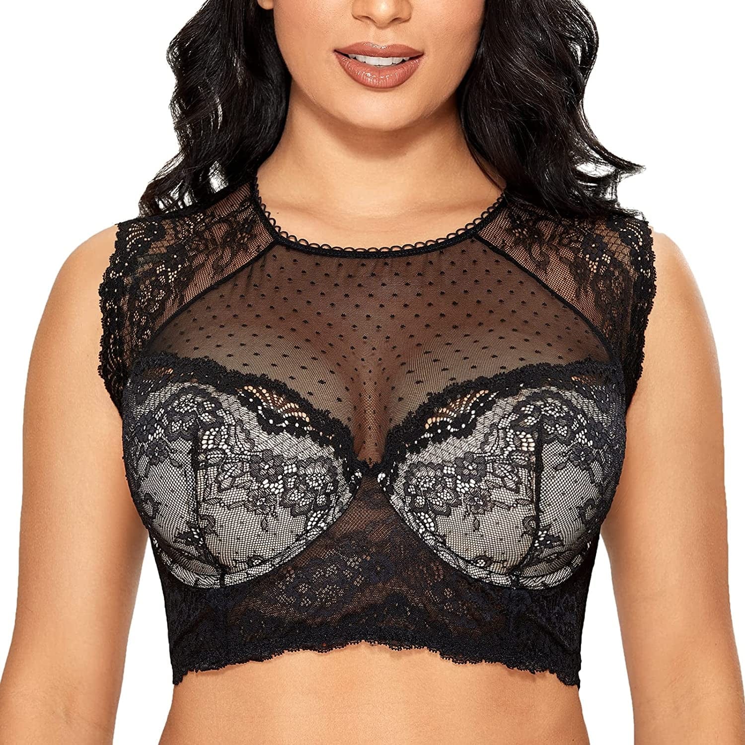 DOBREVA Women'S Lace Corset Top Sexy Bralette Bustier Bra Underwire plus Size Crop Top