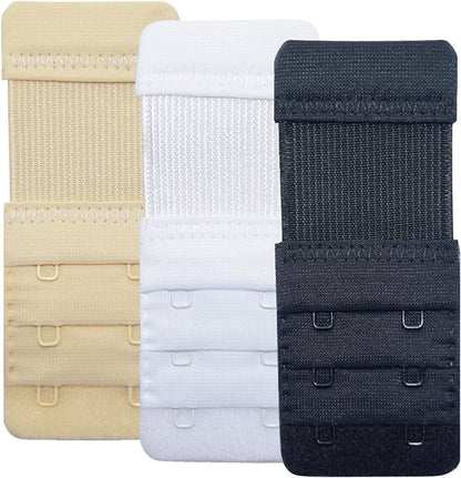 Dohope Elastic Adjustable Bra Extender 2 Hook 3 Rows Narrow Bra Band Extension 3/4 Inch Between Hook Centers