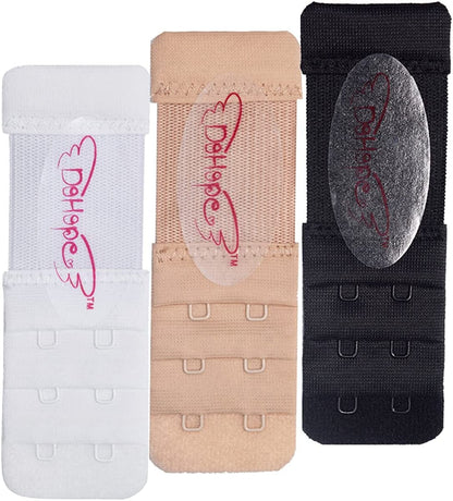 Dohope Elastic Adjustable Bra Extender 2 Hook 3 Rows Narrow Bra Band Extension 1/2 Inch Between Hook Centers
