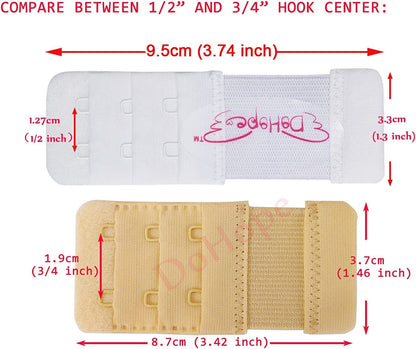 Dohope Elastic Adjustable Bra Extender 2 Hook 3 Rows Narrow Bra Band Extension