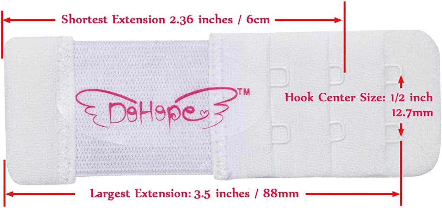 Dohope Elastic Adjustable Bra Extender 2 Hook 3 Rows Narrow Bra Band Extension