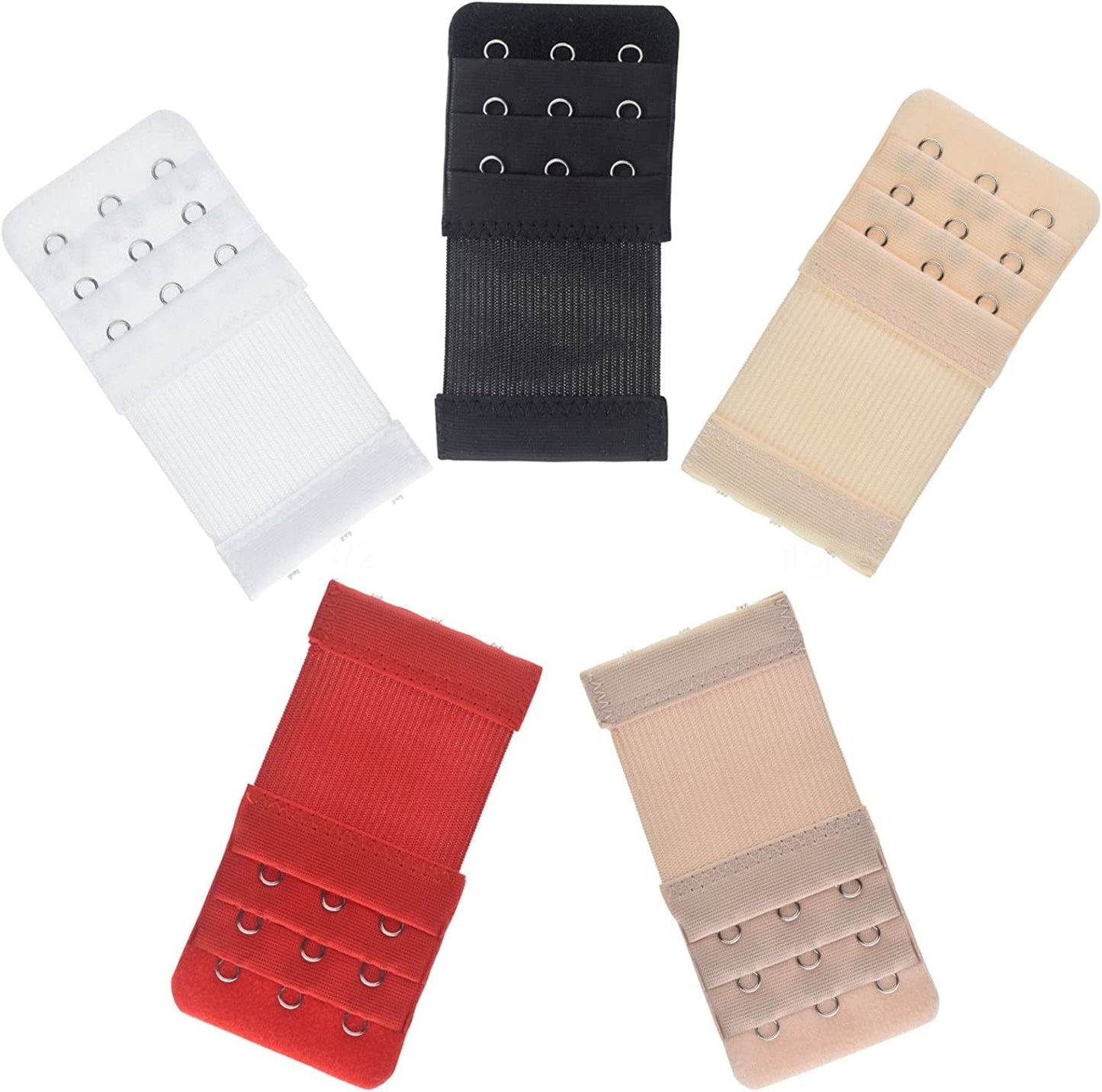 Dohope Elastic Back Bra Band Extender 3 X 3 Hook and Eye Tape Stretchy Extension 5pcs/Pack (Hook Center Size 1/2")
