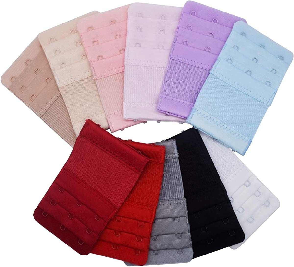 Dohope Elastic Back Bra Band Extender 3 X 3 Hook and Eye Tape Stretchy Extension 11pcs/Pack (Multicoloured, Hook Center Size 3/4")