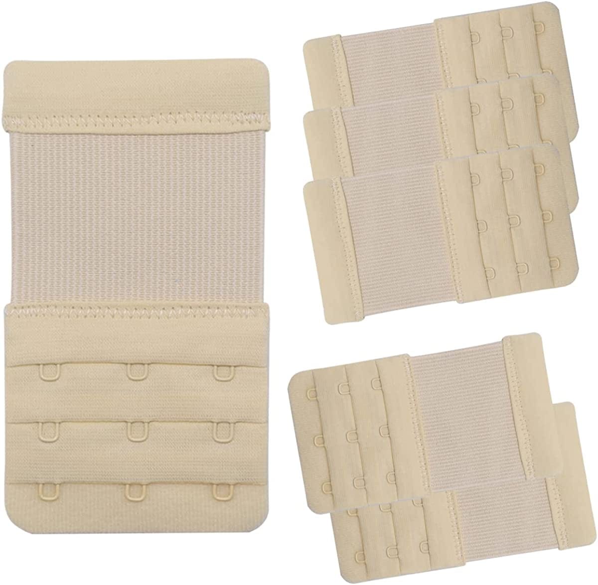 Dohope Elastic Back Bra Band Extender 3 X 3 Hook and Eye Tape Stretchy Extension 6pcs/Pack (Light Beige)
