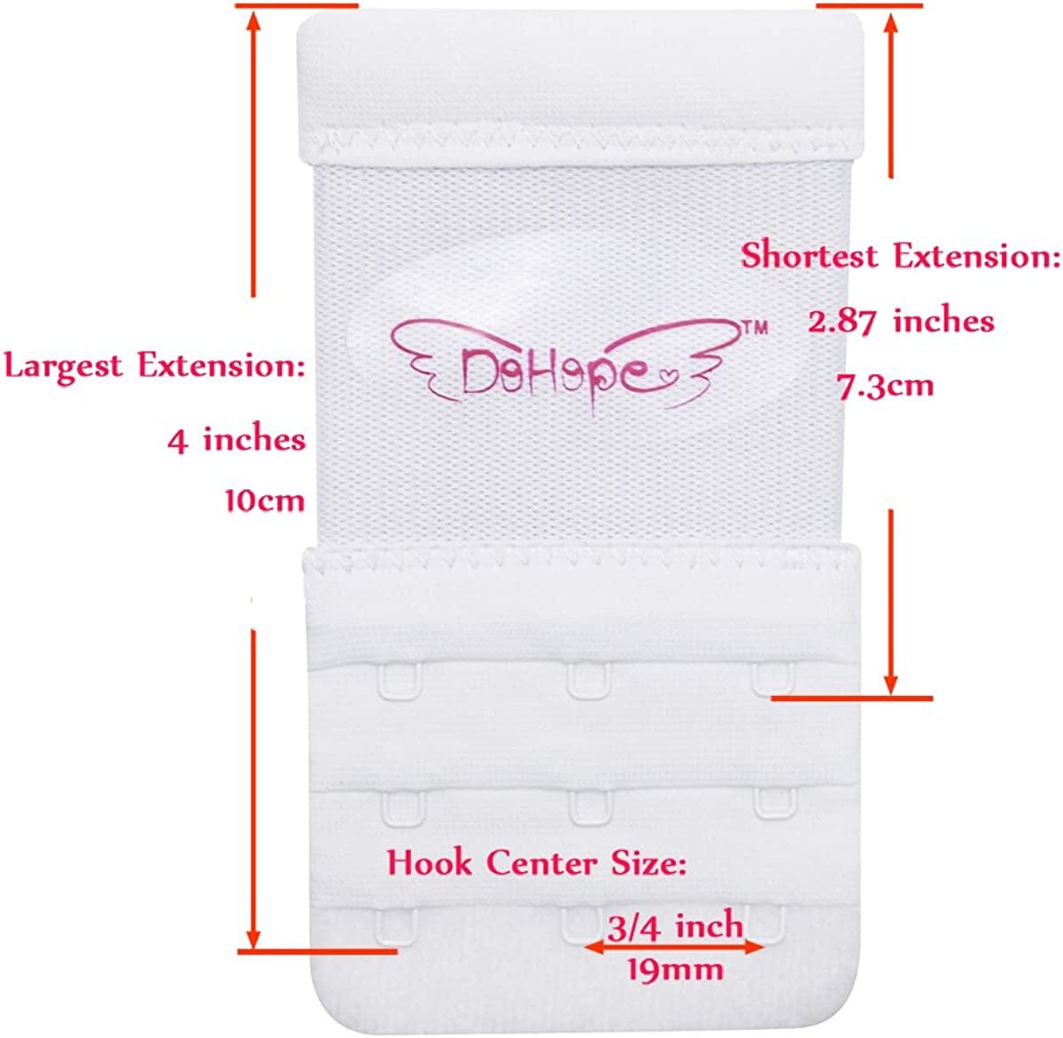 Dohope Elastic Back Bra Band Extender 3 X 3 Hook and Eye Tape Stretchy Extension