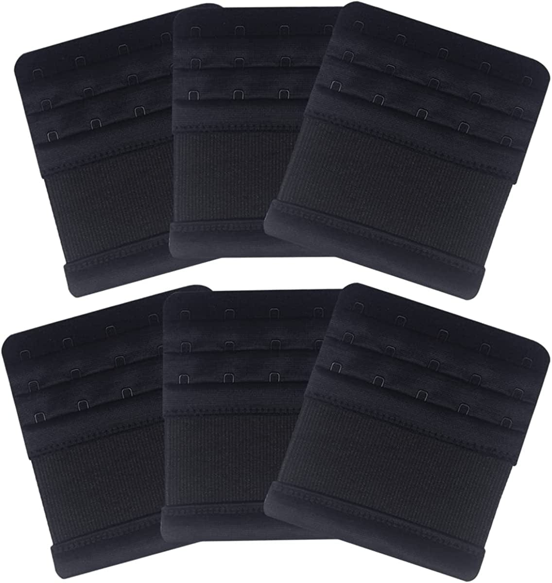 Dohope Elastic Bra Extender 5 Hook for plus Size Bras Back Extension Strap Black White Beige 6pcs (Black)