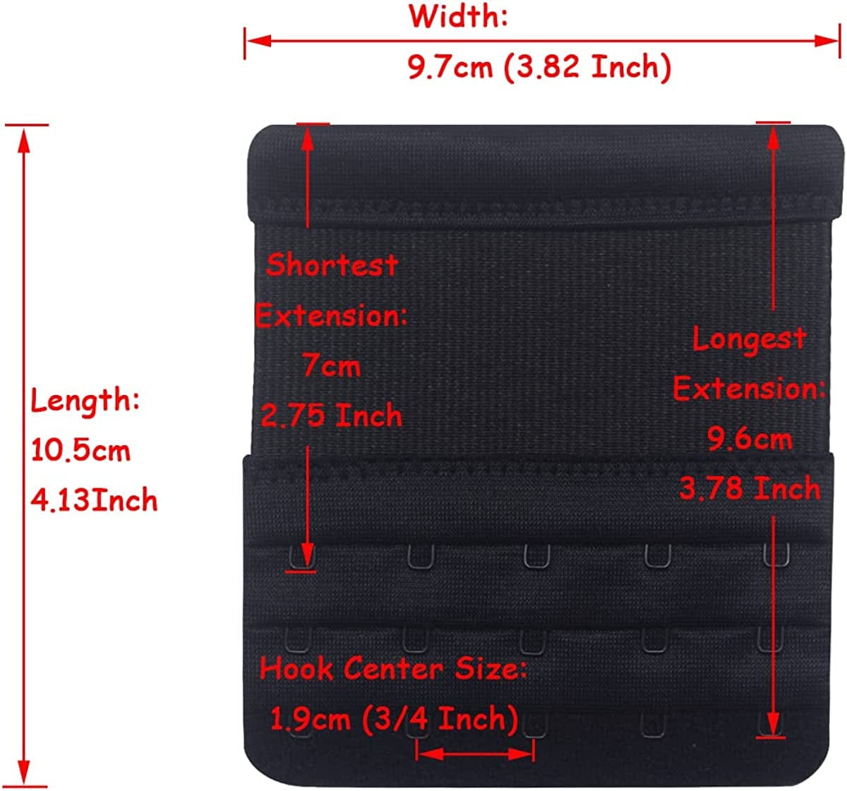 Dohope Elastic Bra Extender 5 Hook for plus Size Bras Back Extension Strap Black White Beige