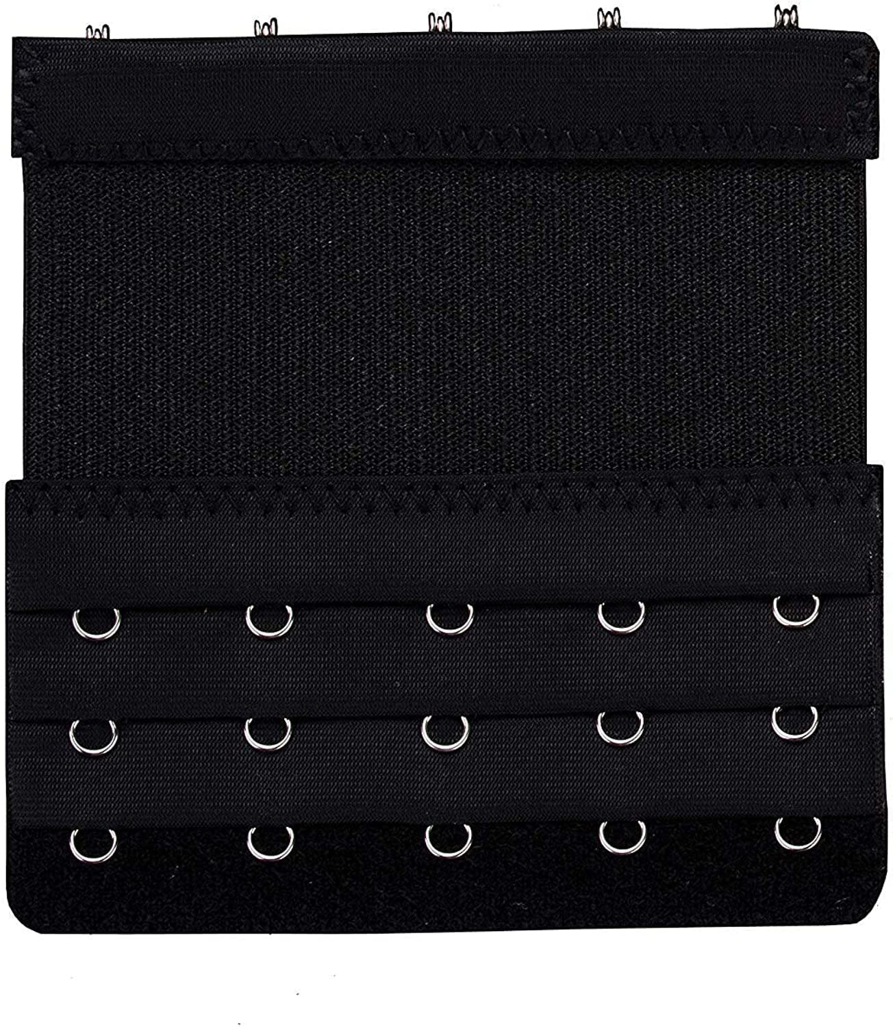 Dohope Elastic Bra Extender Strap 5 Hook 3 Row 3/4" plus Size Bra Extension Band 6pcs Bra Extenders (Black)